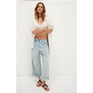 Free People Light Blue Wide-Leg Pants